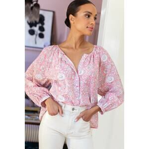 Emerson Fry Frances Blouse Devina Flowers Pink Organic Cotton
